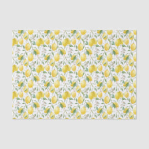 Watercolor Lemon Bouquet Summer Pattern Tissue Paper