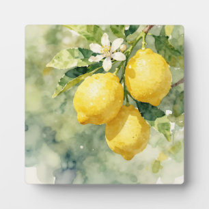 Watercolor Lemon Branch Botanical Summer Plaque