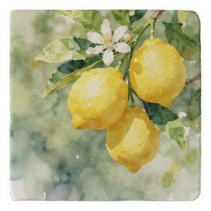 Watercolor Lemon Branch Botanical Summer Trivet