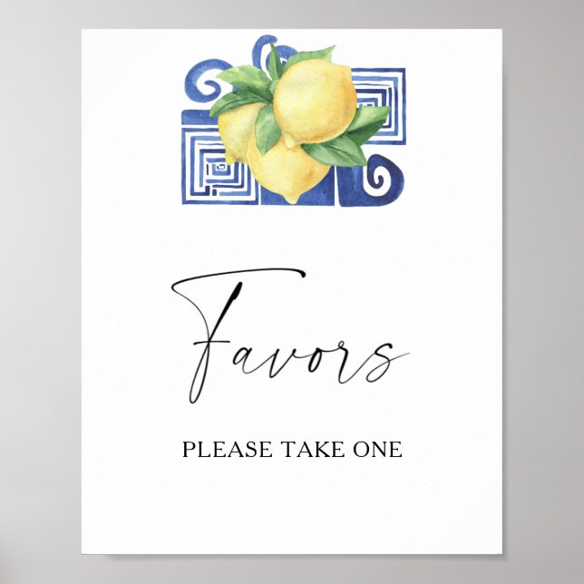 Watercolor lemon branch - favors please take one poster (Front)