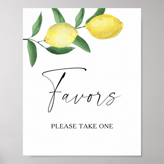 Watercolor lemon branch - favors please take one poster (Front)