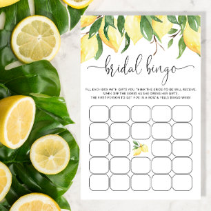Watercolor Lemon Bridal Shower Bingo Game