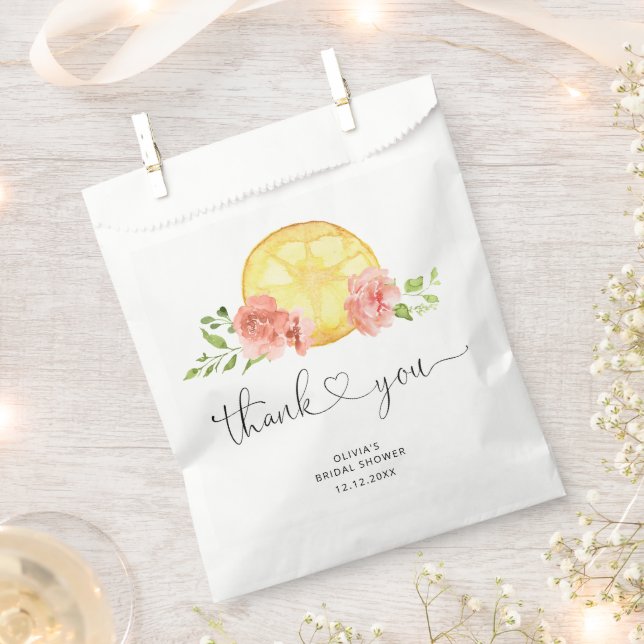 Watercolor Lemon Bridal Shower Favor Bags (Clipped)