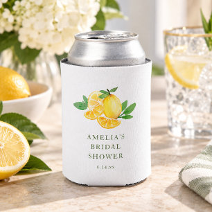 Watercolor Lemon Bridal Shower Summer Party Favors Can Cooler