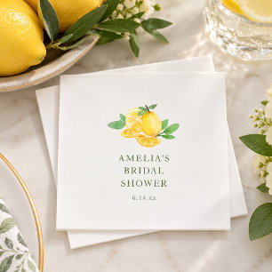 Watercolor Lemon Bridal Shower Summer Party Favors Napkins