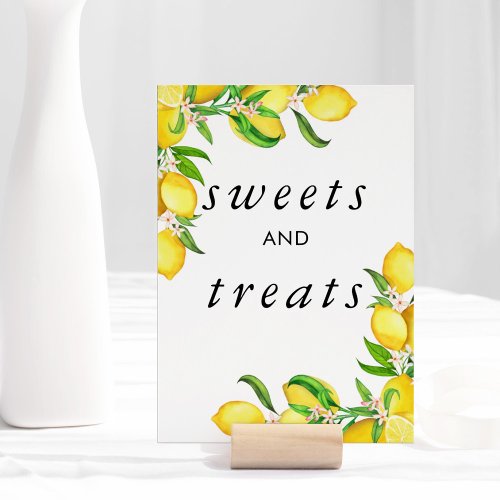 Watercolor Lemon Bridal Shower Sweets  Treats Table Number