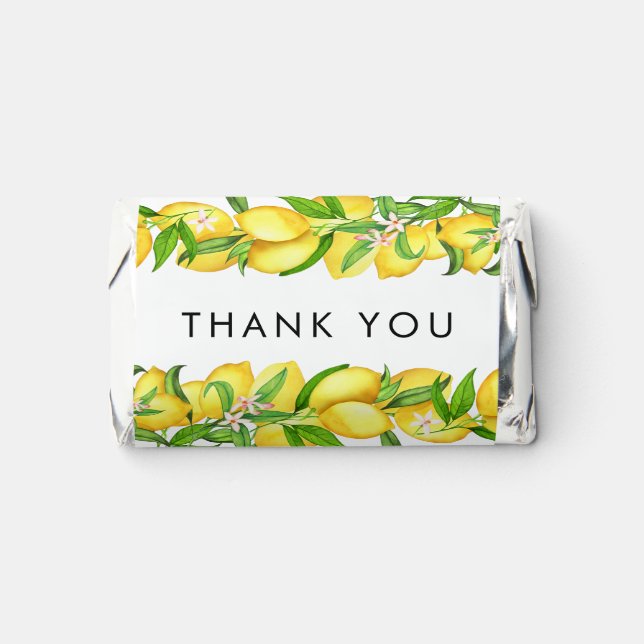 Watercolor Lemon Bridal Shower Thank You  Hershey's Miniatures (Front)