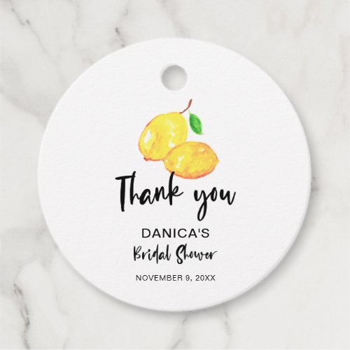 Watercolor Lemon Bridal Shower thank you simple  Favor Tags