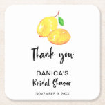Watercolor Lemon Bridal Shower Thank You Simple   Square Paper Coaster at Zazzle