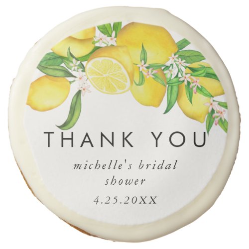 Watercolor Lemon Bridal Shower Thank You  Sugar Cookie