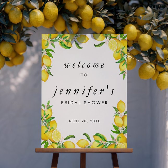 Watercolor Lemon Bridal Shower Welcome Foam Board (Creator Uploaded)