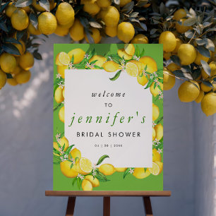Watercolor Lemon Bridal Shower Welcome Foam Board