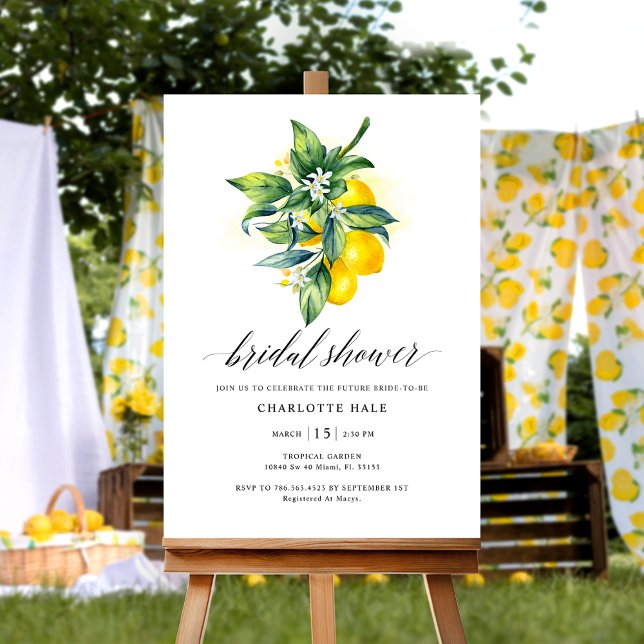 Watercolor Lemon Bridal Shower Welcome Sign (Creator Uploaded)