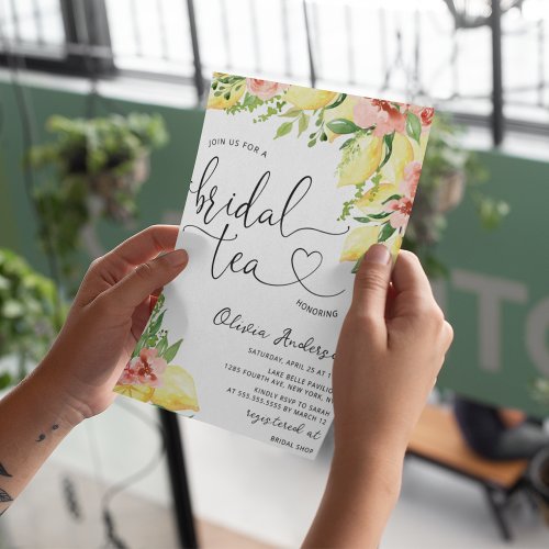 Watercolor Lemon Bridal Tea Party  Invitation