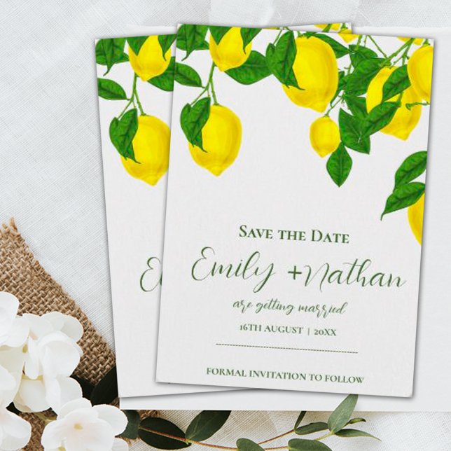 Watercolor Lemon Bright Yellow Citrus Wedding  Save The Date (Creator Uploaded)