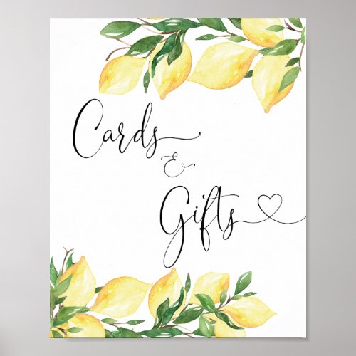Watercolor Lemon Cards and Gifts Sign
