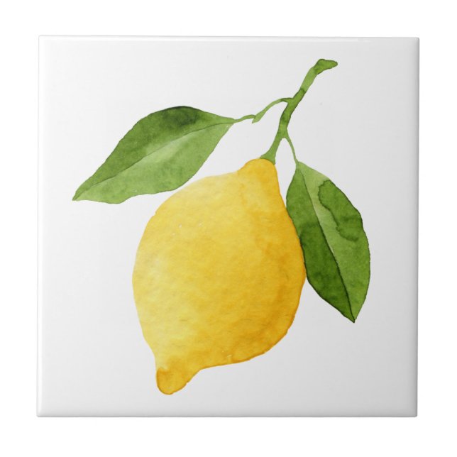 Watercolor lemon ceramic tile (Front)