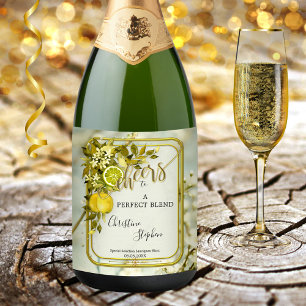 Watercolor Lemon Cheers Orchard Wedding Wine Label