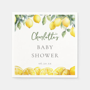 Watercolor Lemon Citrus Baby Shower Napkins