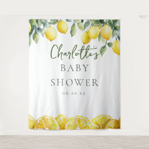 Watercolor Lemon Citrus Baby Shower Photo Backdrop