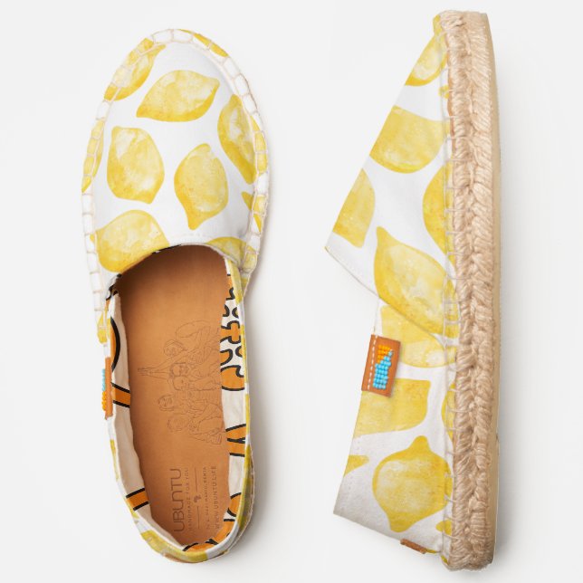 Watercolor Lemon Citrus Fruit Espadrilles (Side)