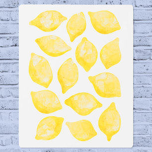 Watercolor Lemon Citrus Fruit Metal Print