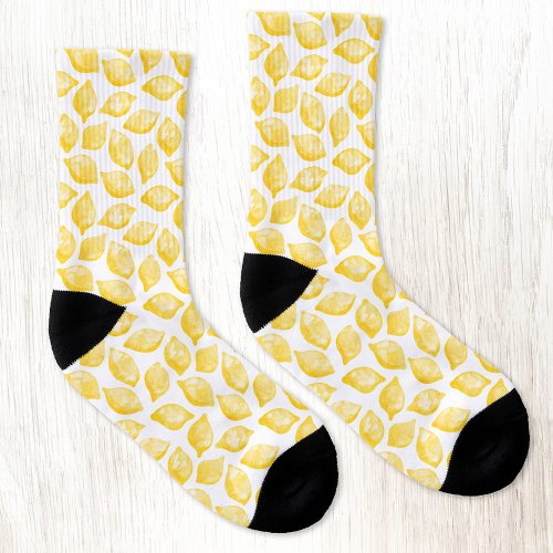 Watercolor Lemon Citrus Fruit Pattern Socks