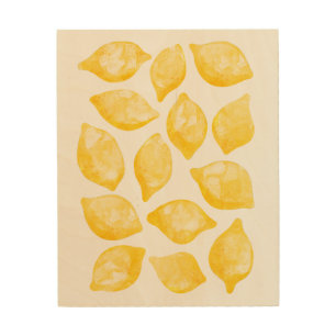 Watercolor Lemon Citrus Fruit Wood Wall Art