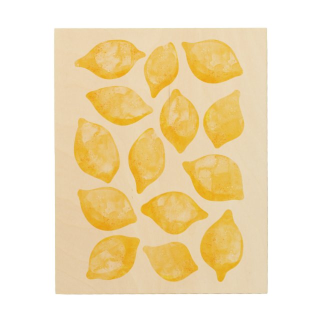Watercolor Lemon Citrus Fruit Wood Wall Art (Front)