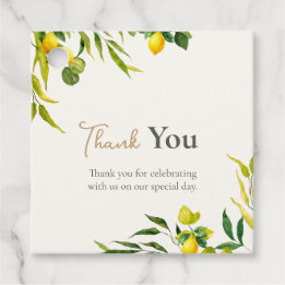 Watercolor Lemon Citrus Green Thank You Wedding Favor Tags