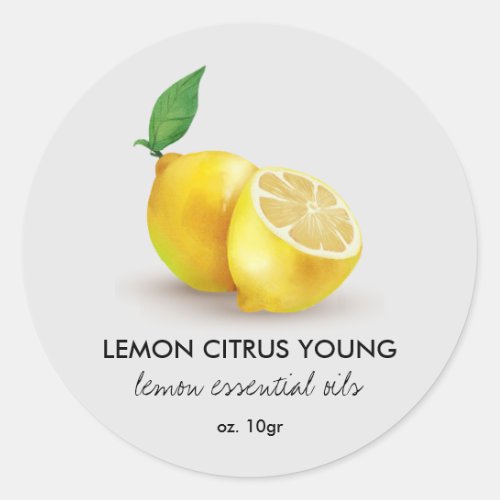 Watercolor Lemon citrus lime Grey Classic Round Sticker