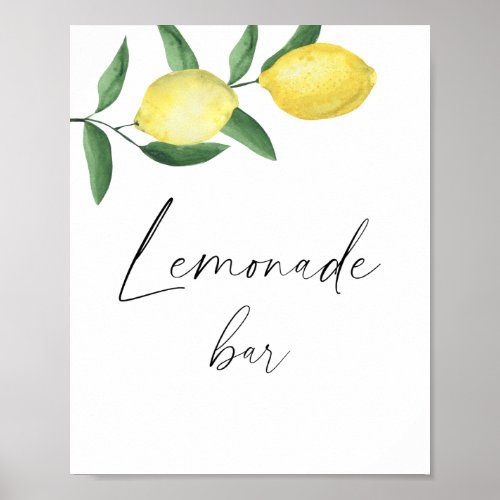 Watercolor lemon citrus modern _ lemonade bar poster