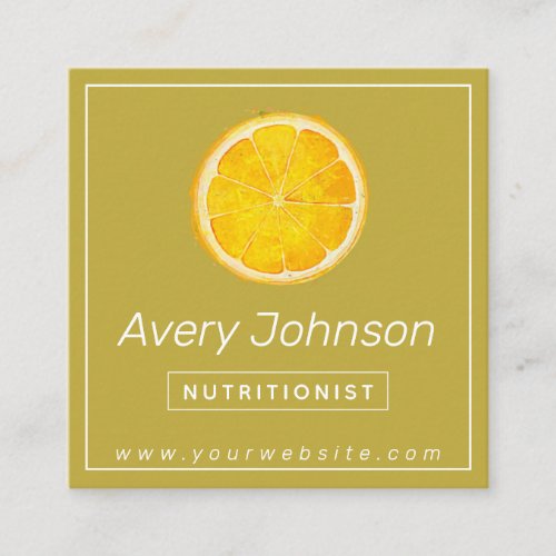 Watercolor Lemon Citrus Nutrition Specialist Coach Square Business Card