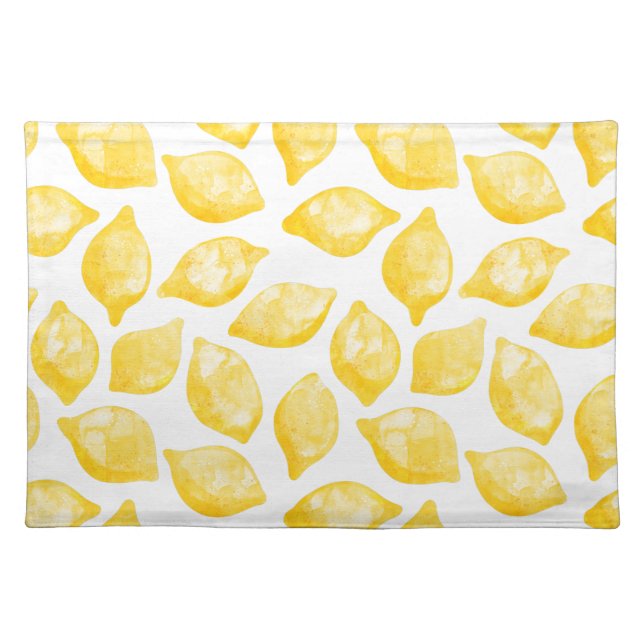 Watercolor Lemon Citrus Pattern Cloth Placemat (Front)