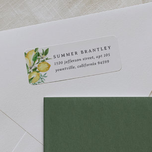 Watercolor Lemon Citrus Return Address Label