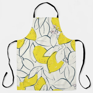 Watercolor Lemon Citrus Seamless Pattern Apron
