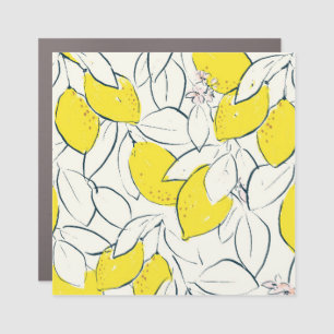 Watercolor Lemon Citrus Seamless Pattern Car Magnet