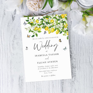 Watercolor Lemon Citrus Wedding Invitation