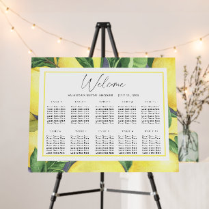 Watercolor Lemon CITRUS wedding seating chart Foam Board