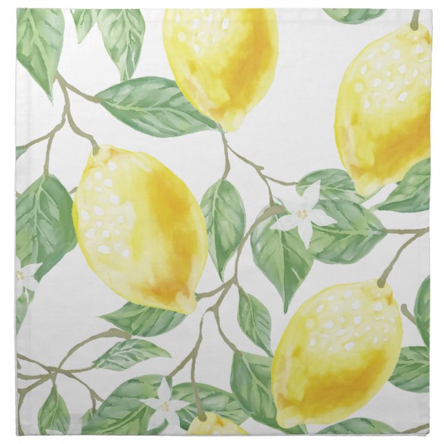 Watercolor Lemon Cloth Napkin (Front)