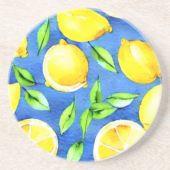 Watercolor Lemon Coasters (Front)