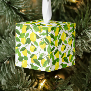 Watercolor Lemon Cube Ornament