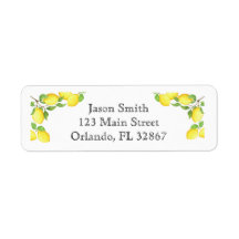 Watercolor Lemon Custom Return Address Label