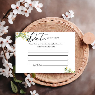 Watercolor Lemon date night ideas Advice Card