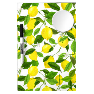 Watercolor Lemon Dry Erase Board With Mirror