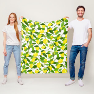 Watercolor Lemon Fleece Blanket