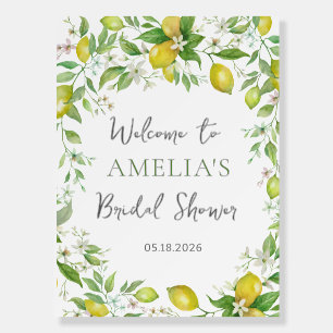 Watercolor Lemon Floral Bridal Shower Welcome Foam Foam Board