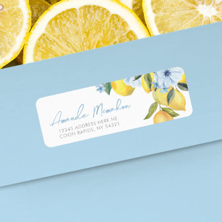 Watercolor Lemon & Floral Return Address Labels