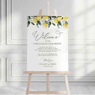 watercolor lemon floral unplugged ceremony sign
