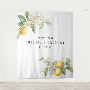 Watercolor Lemon Floral Wedding Backdrop